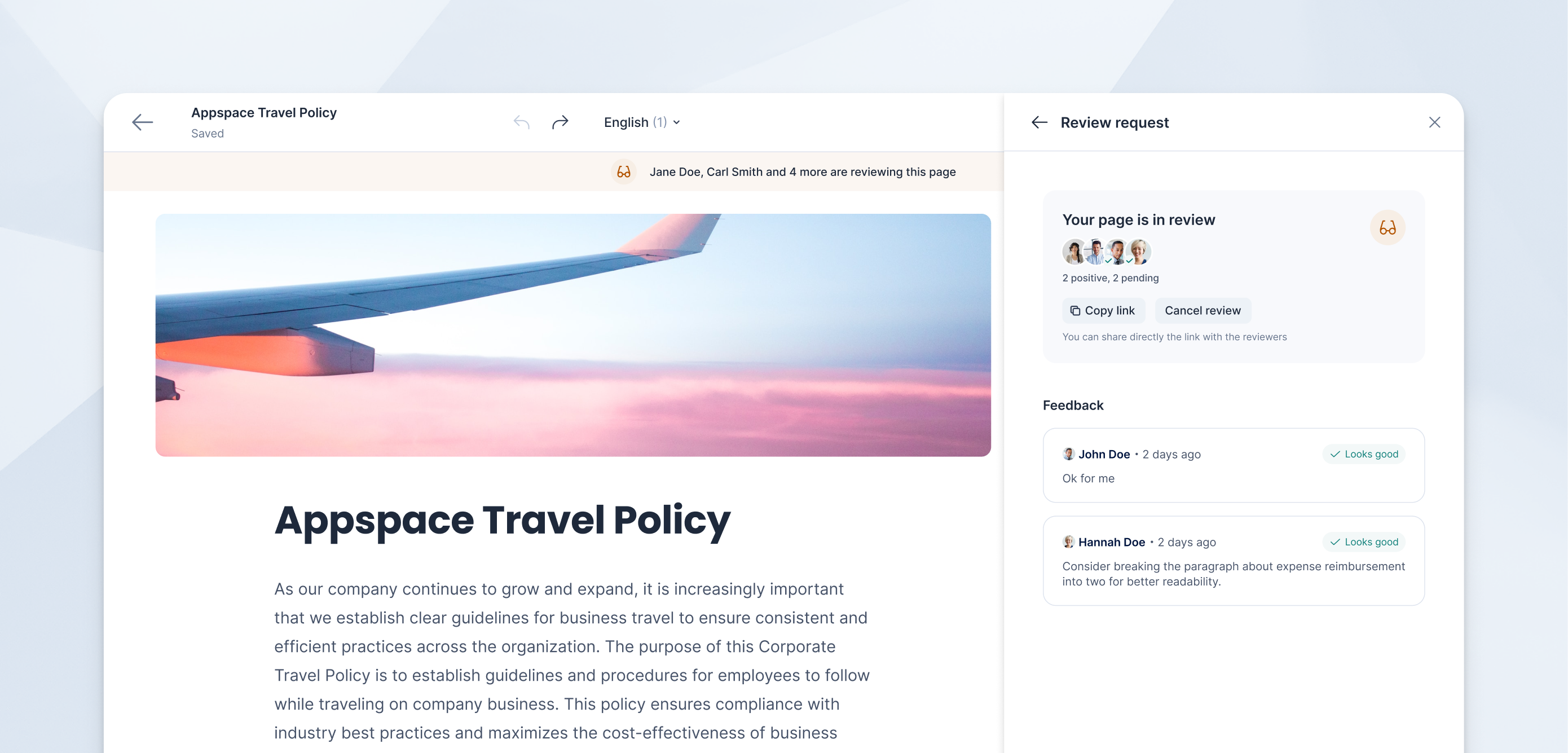Final design of the Content Approval Flow