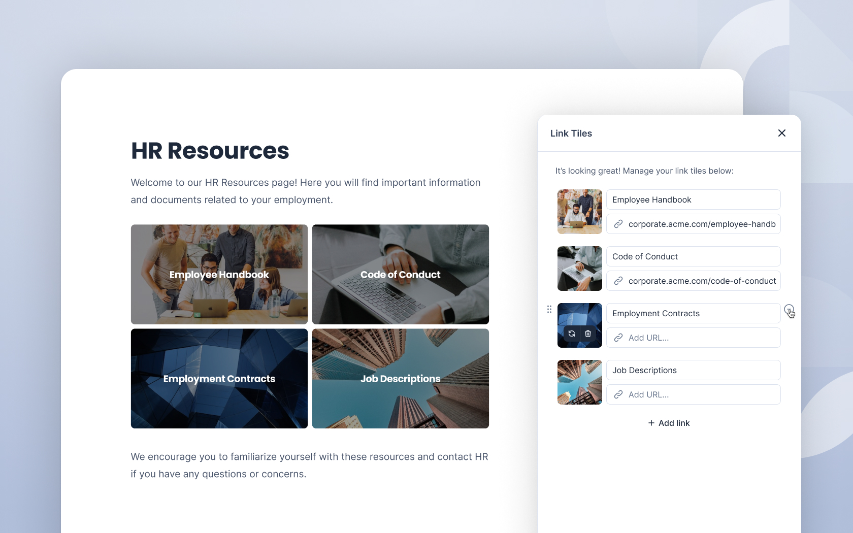 Link Tiles feature design and implementation