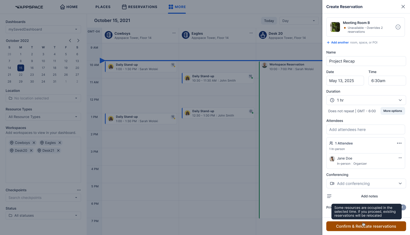 Entry point for the concierge, where they can override an unavailable resource
